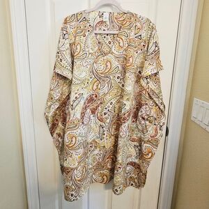 Momentum Brands Boho Paisley Kimono Style Cover Up Tunic One Size Plus 1X